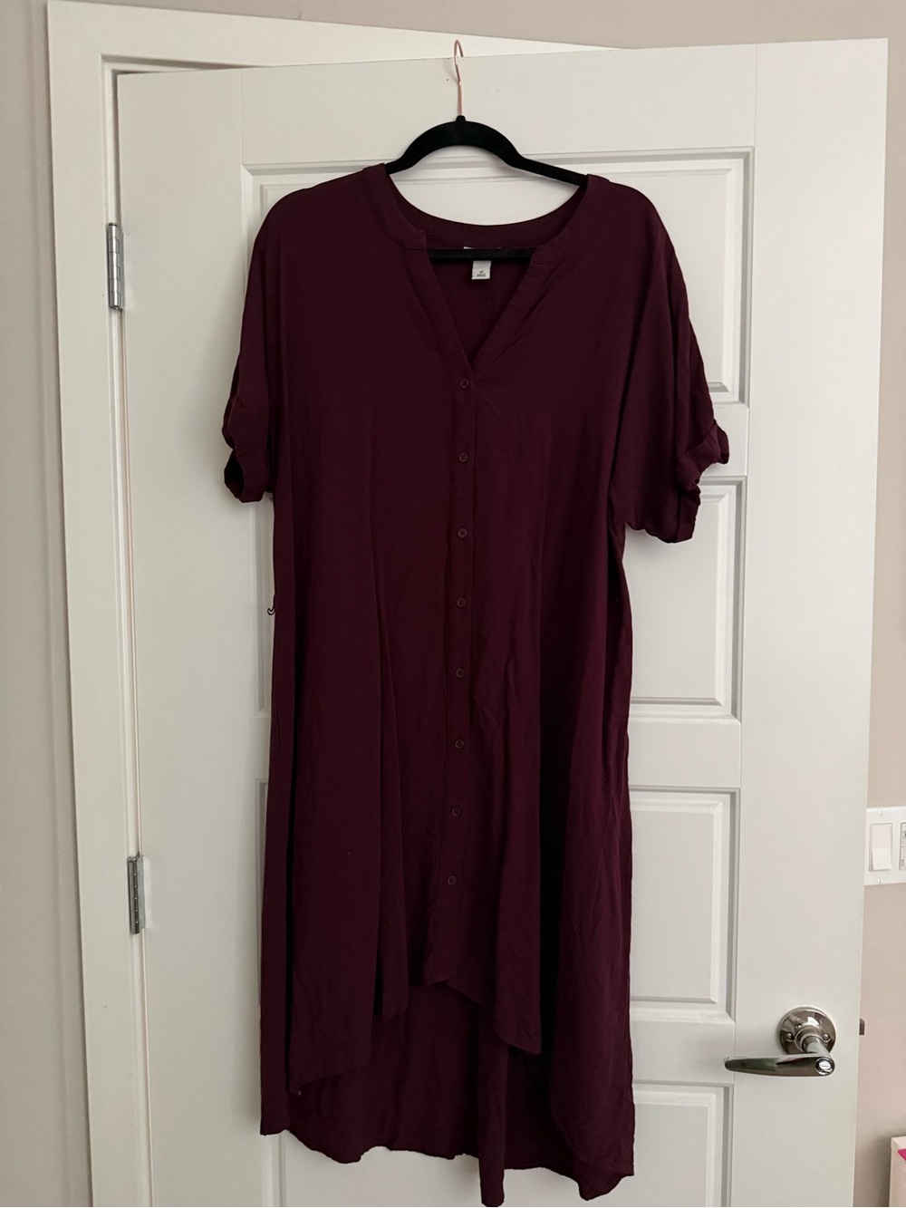 Ava & Viv Button-Front Dress in Deep Burgundy